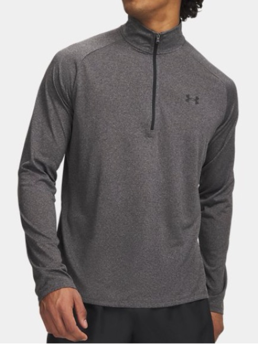 Under Armour UA Tech 1/2 Zip Long Sleeve Carbon Heather/Black Large